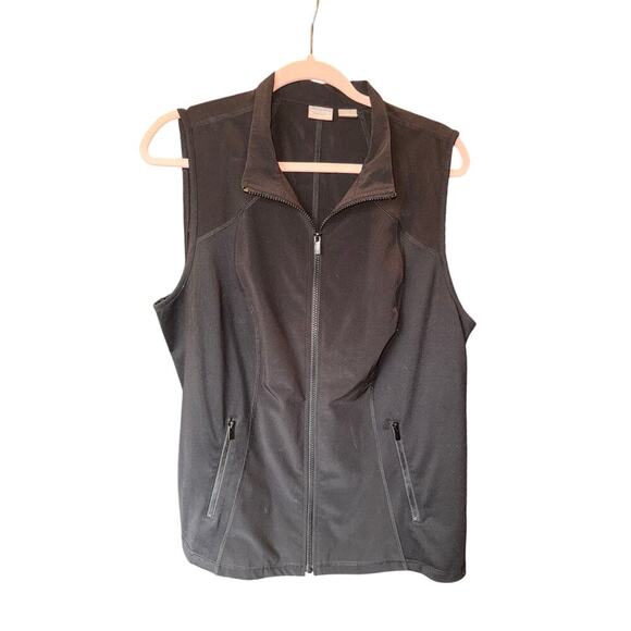 Chico’s Zenergy Black Zip-Up Vest Women’s Size 2 | Sleeveless Athletic Travel - Picture 1 of 7